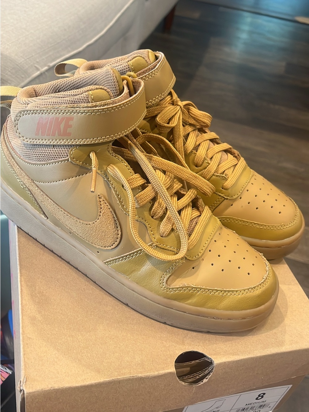 Nike Kids High-Top Sneakers in Mustard/Gold